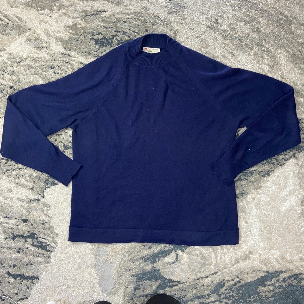 Vintage Royal Jeff by Lord Jeff Sweater Mens Large Navy Blue Tight Knit Pullover
